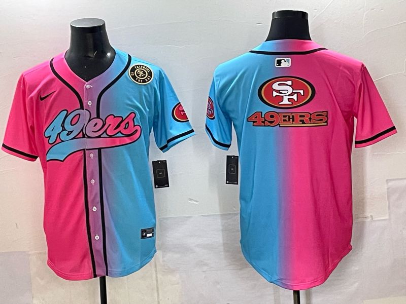 Men 2025 San Francisco 49ers Blank Blue pink Nike Limited NFL Jersey style 012->san francisco 49ers->NFL Jersey